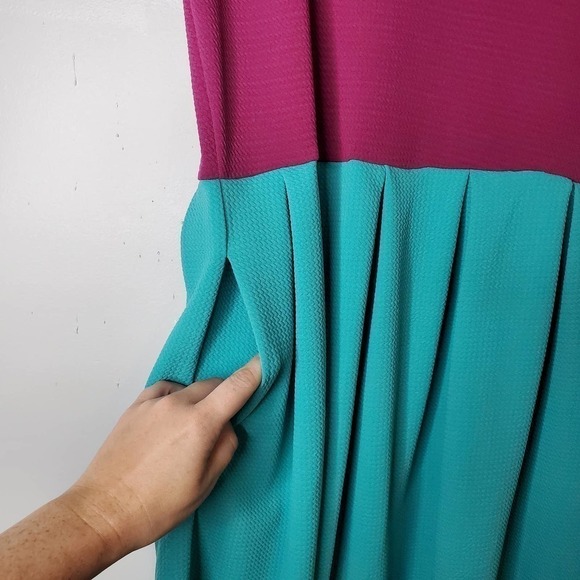 LuLaRoe Amelia Short SLeeve Dress Teal Purple Sz M - Picture 3 of 11
